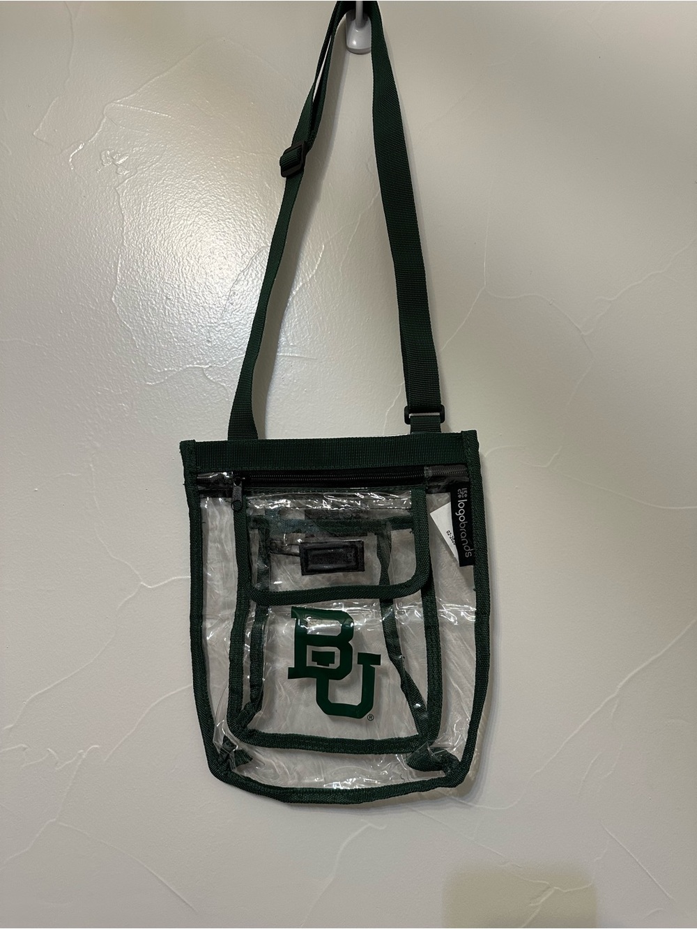Baylor University Clear Green Trim Crossbody Bag with BU Logo